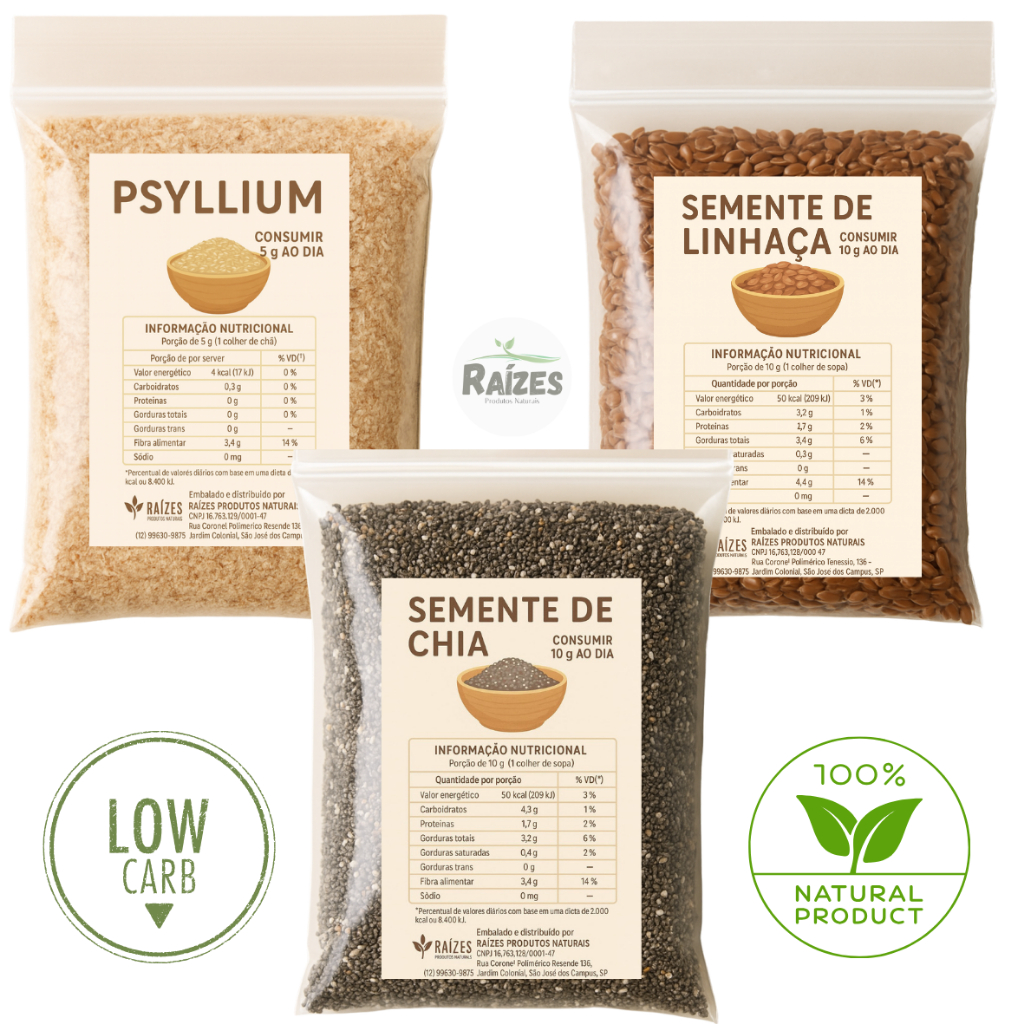 Mix de Fibras Psyllium + Chia + Linhaça - o combo natural - 300g ...
