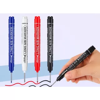 Kit Caneta Canetão Ponta Longa Grande Marca Furo na Parede Marceneiro Vidraceiro