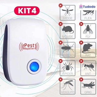 KIT 1/2/3/4 Repelente Eletrônico Ultrassônico Mosca Pernilongos Baratas Morcegos repele e Espanta Ratos bivolt