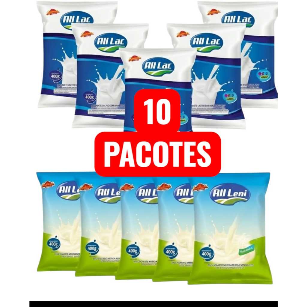 Leite Em Pó Adoçado Composto + Composto Vitaminado - Total 10 pacotes ...