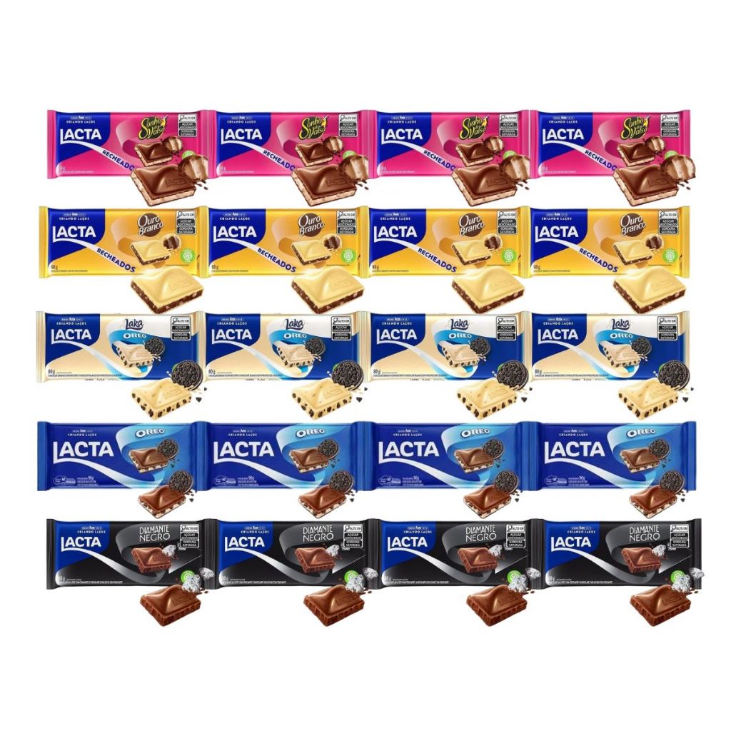 Lacta Kit 20 Unidades - 5 Sabores Clássicos Premium Lacta | Shopee Brasil