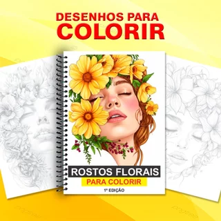 Desenhos para Colorir Rosto Florais 1º Edição em Oferta na Shopee