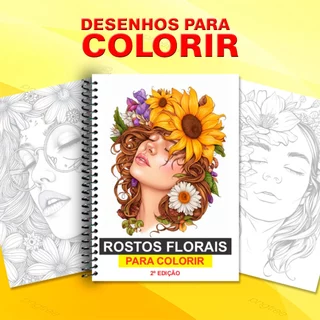 Desenhos para Colorir Rostos Florais 2º Edição em Oferta na Shopee