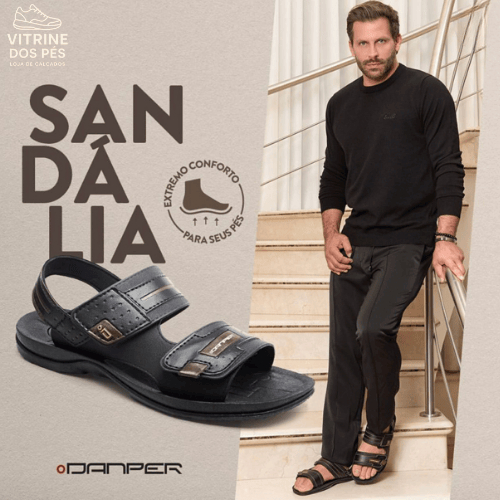 Sandália Masculina Original Confortável Solado Borracha Velcro Motoqueiro Dia a Dia