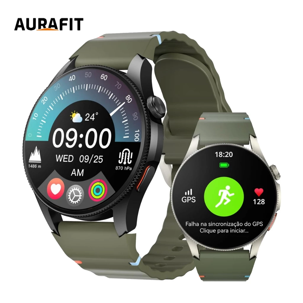 Relógio AURAFIT GPS, G12/Trek 2 AMOLED 1.43