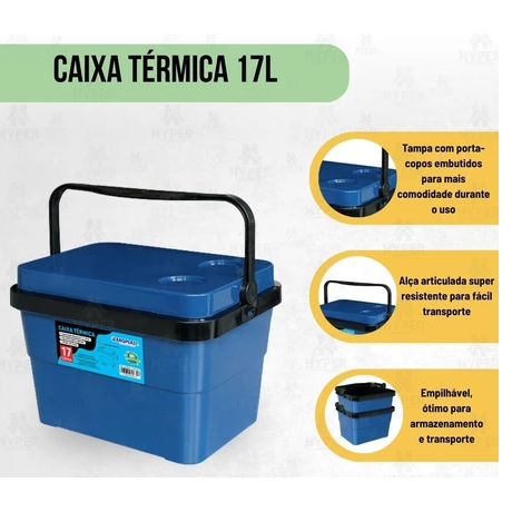 Caixa Térmica Cooler Freezer Portátil Com Alça 17litros Arqplast