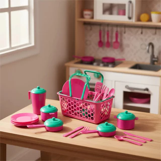 Cestinha Brinquedo com Acessórios Panelinhas Leva Papinha da Cardoso Toys Menina Faz de Conta