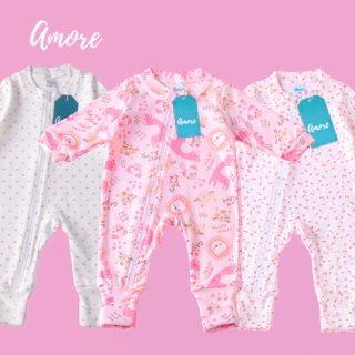 3 Macacões Bebê Amore Mais Vendidos Vira Pé com Zíper Menina 100% Algodão em Oferta na Shopee