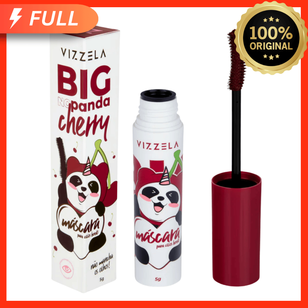 Máscara Rímel para Cílios Big No Panda Cherry Bordô Vinho Vizzela