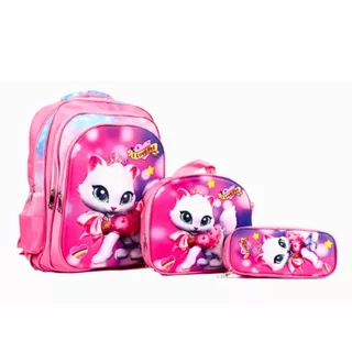 Kit Mochila Feminina Tema Aleatório – Mochila + Lancheira + Estojo | Estampa Surpresa, Completo E Ideal Para Escola em Oferta na Shopee