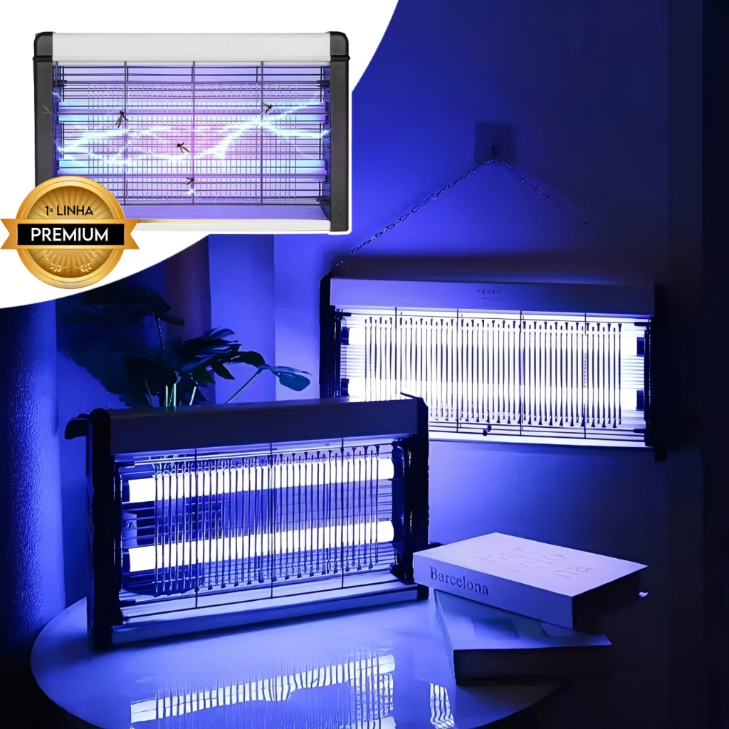 Mata Mosquito Elétrico Viccoli com Luz UV Dupla 40W Armadilha Mosca Pernilongo PREMIUM