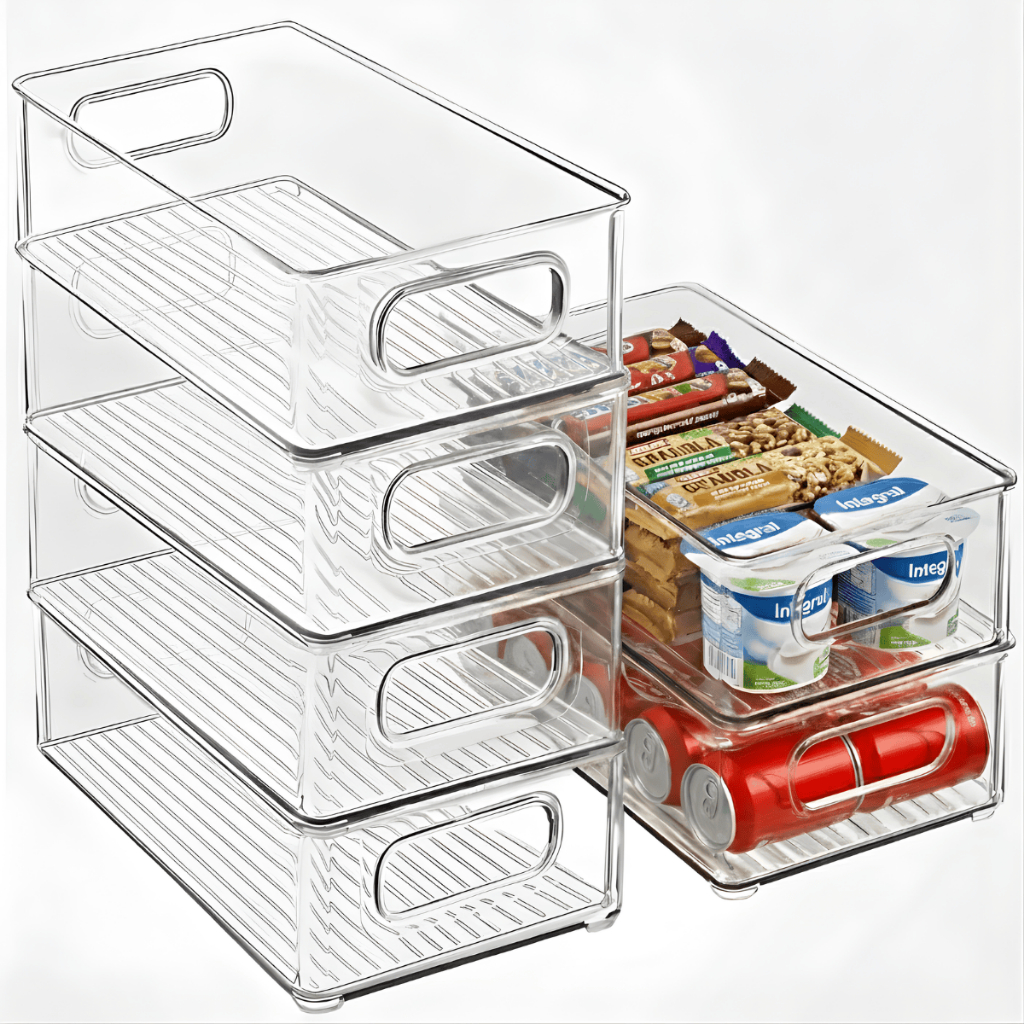 Kit 6 Organizadores de Geladeira Armário Despensa Cozinha Empilháveis Organizador de Alimentos