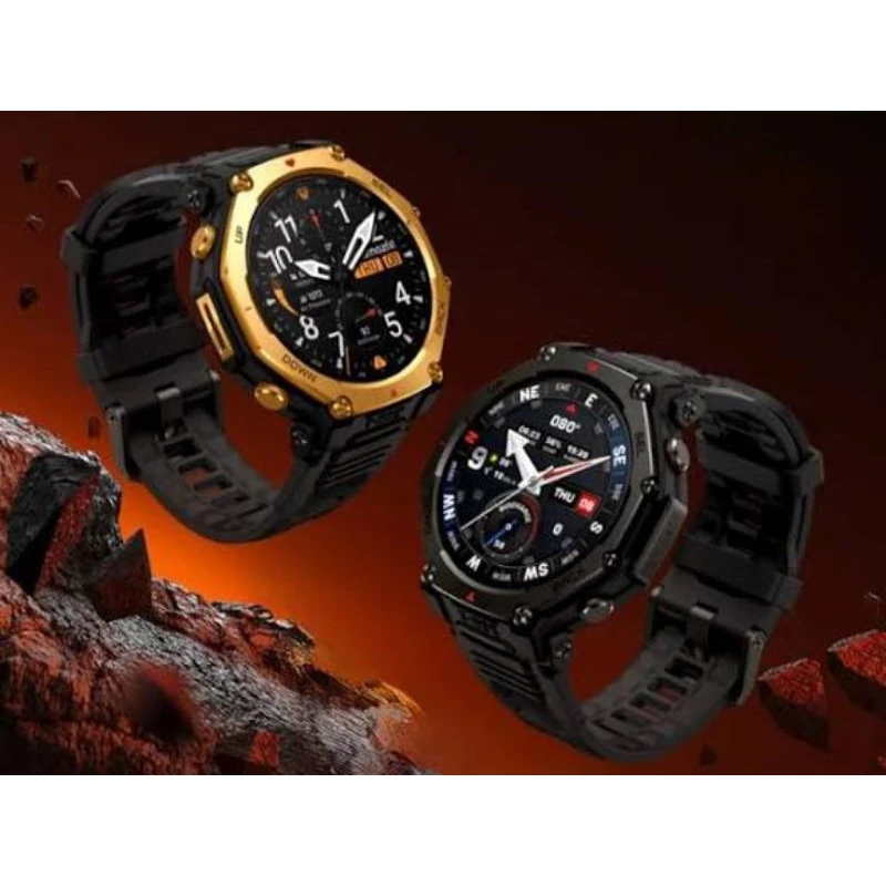 Amazfit T-Rex 3 Pro Ouro Negro 48mm Tela Safira 1.5 GPS Residência a Água