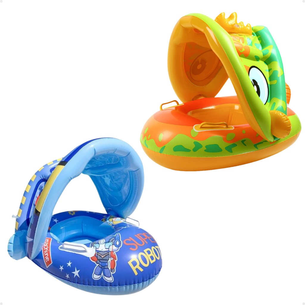 Boia Bote Com Cobertura e Assento Inflavel Para Piscina Bebe | Shopee ...