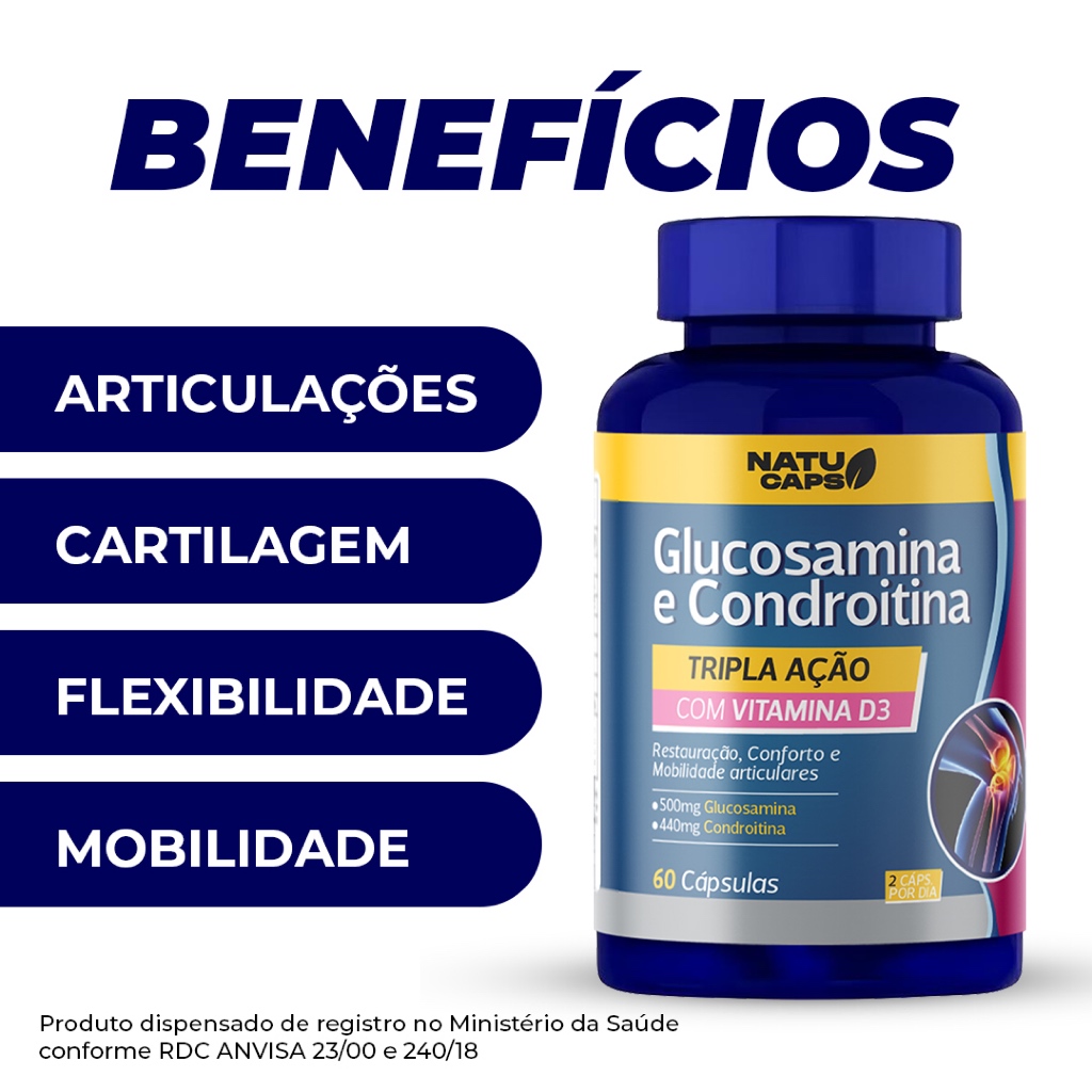 Glucosamina + Condroitina - 60 Cápsulas por Pote - Fórmula Avançada ...