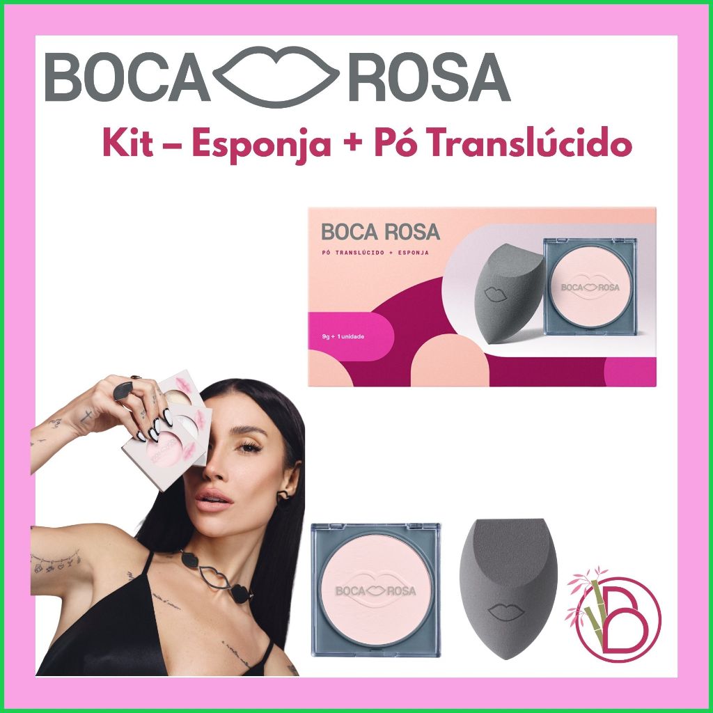 Kit Boca Rosa Beauty – Esponja + Pó Translúcido | Shopee Brasil
