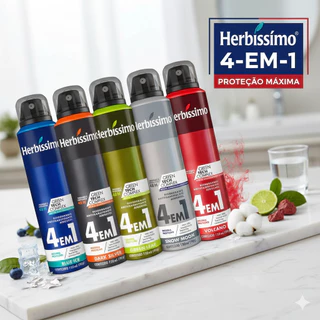 Kit 5 Desodorantes Aerosol Herbíssimo Green Snow Volcano Blue Dark Silver 150Ml Proteção Máxima