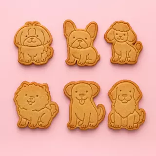 Kit Cortador de Biscoito Cachorrinhos – 6 Raças – Confeitaria, Moldes 3D, VEM NAS CORES CINZA OU BRANCO