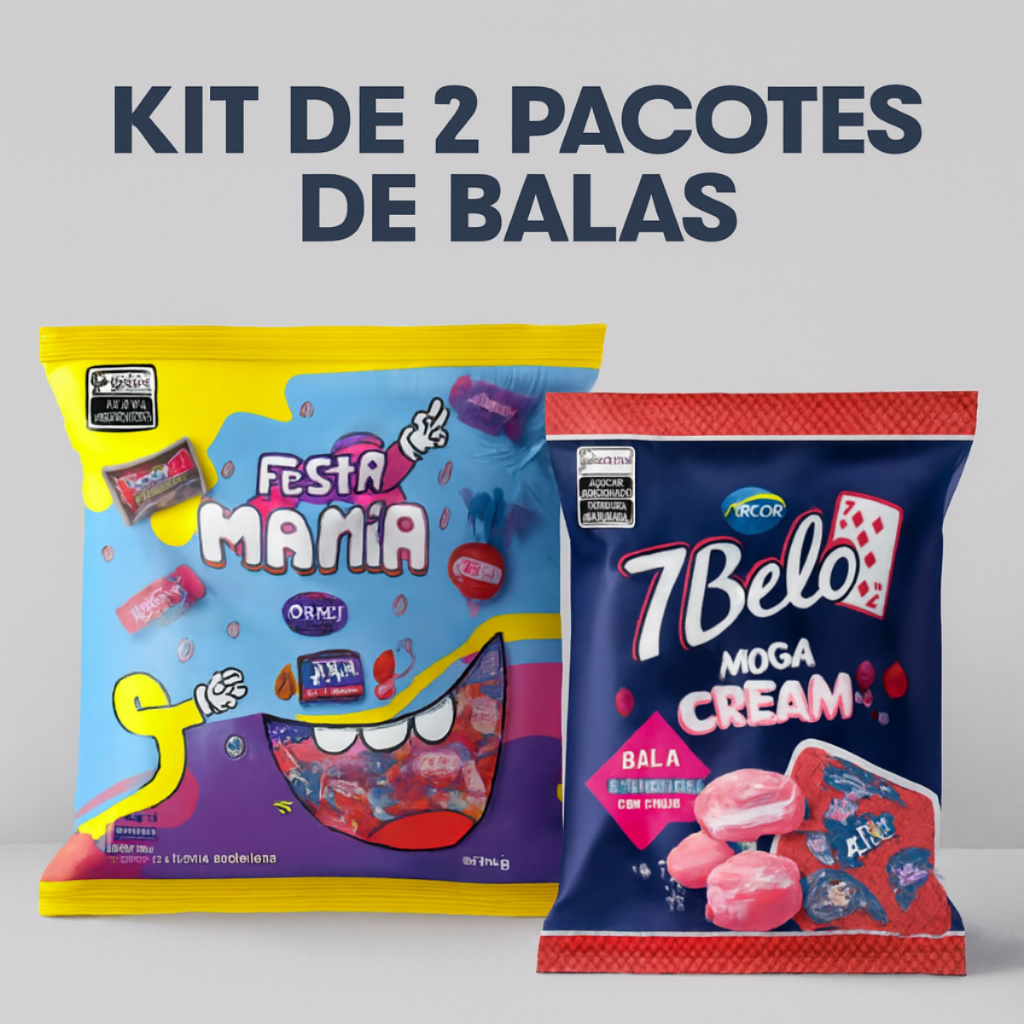 Kit Doces Sortidos Festa Mania 400g e Bala 7 Belo recheado Framboesa ...