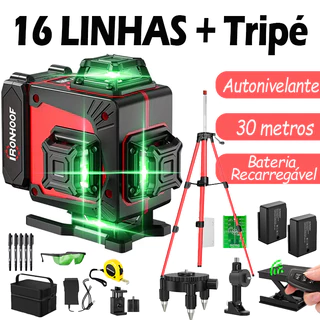 Nivel A Laser 16 Linhas Com Tripé Verde Profissional 2 Linhas 360°