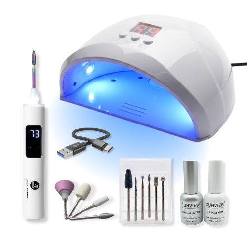 Kit Cabine UV LED + Lixadeira Portátil + Brocas + Top Coat – Kit ...