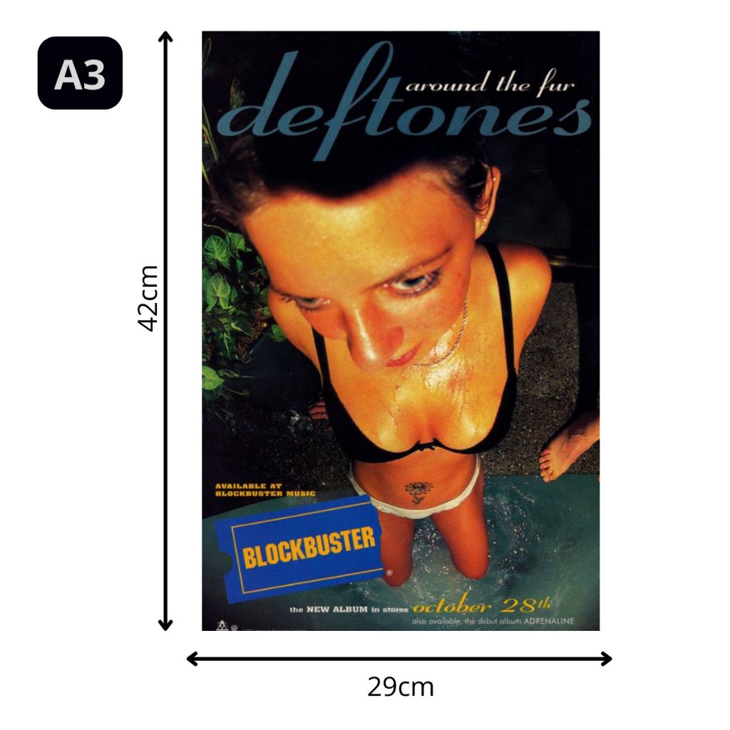 Pôster Banda Deftones – Metal | Tamanho A3 (29x42 cm) | Pôster