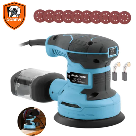 Lixadeira Redonda 450W 15.000 RPM 6 Velocidades Ajustáveis Kit Multiuso com Coletor de Pó Industrial DOBEVI