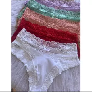 Kit 5 Calcinhas Fio Duplo Sexy Feminina Lateral em Renda Lingerie Feminina Forro em Algodão em Oferta na Shopee