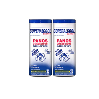 Kit 02 Potes de Lenços Umedecidos com Álcool 35 lenços cada Coperalcool em Oferta na Shopee