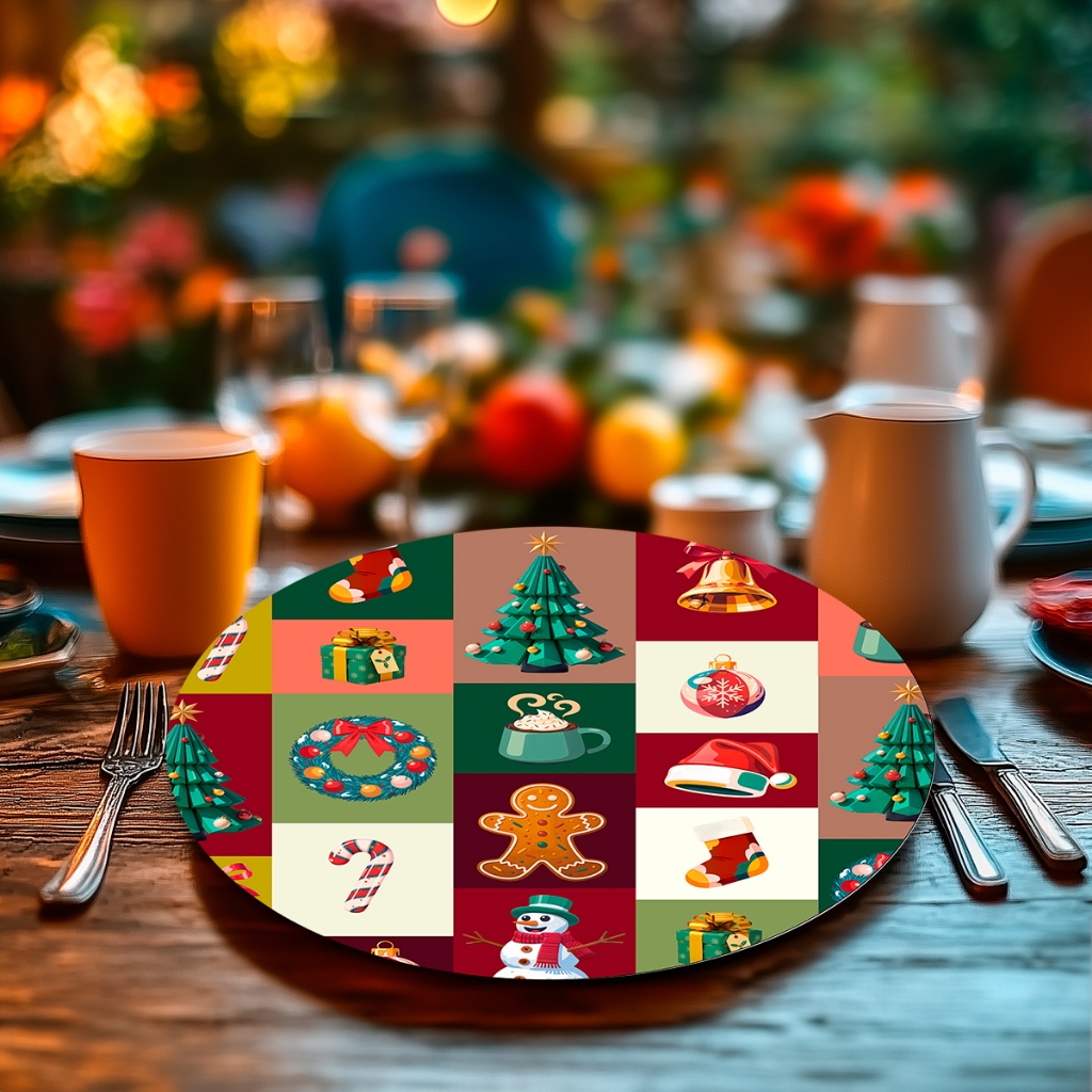 Kits Sousplast Várias Quantidades Tema Natal Sublimado em Helanca