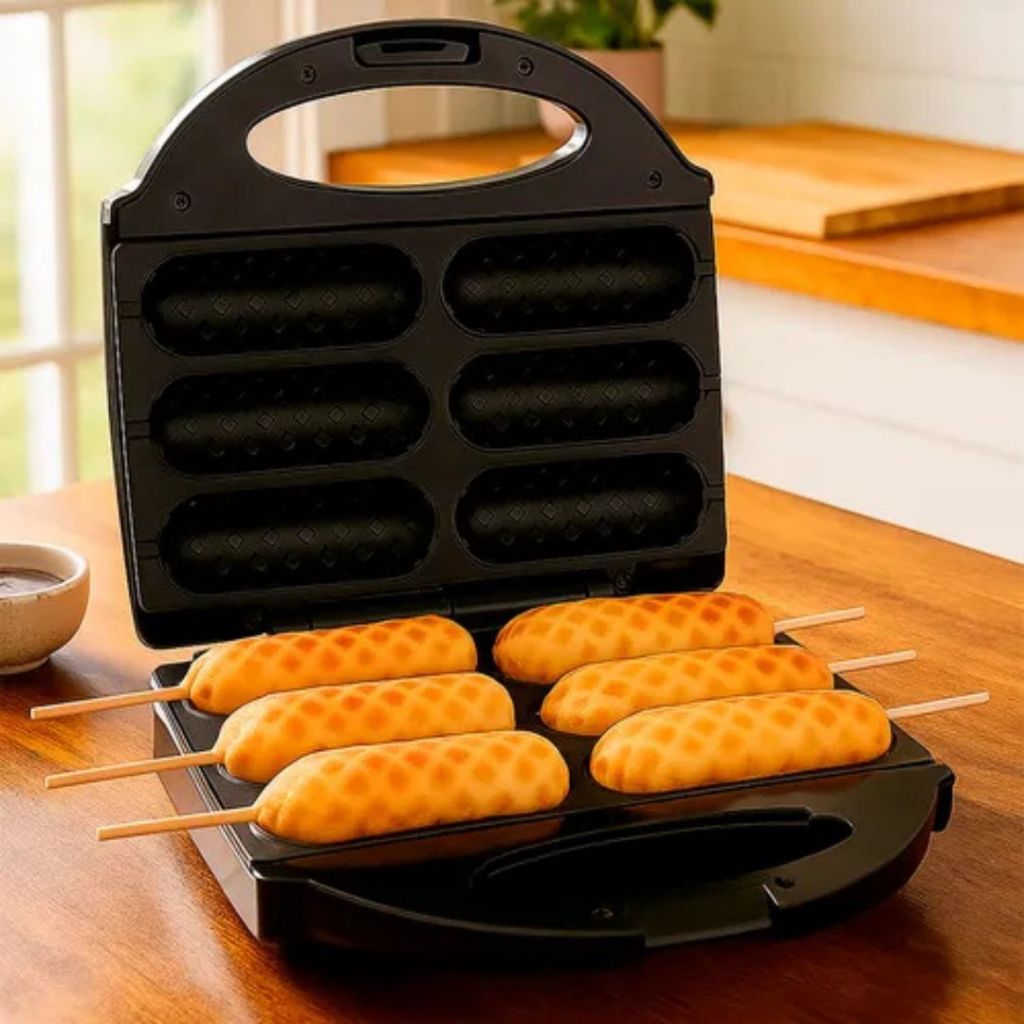 Máquina de Crepe Crepeira Elétrica Antiaderente Hot Dog Queijo Coalho Espetinho No Palito LCK.XHL_HOME