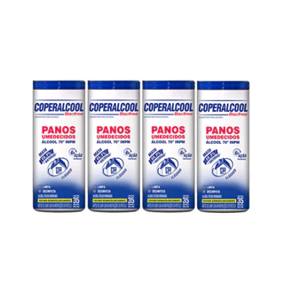 Kit 04 Potes de Lenços Umedecidos com Álcool 35 lenços cada Coperalcool em Oferta na Shopee