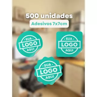 500 Adesivos 7x7 cm Personalizados - Etiquetas - Redondo, Quadrado ou Recorte Personalizado