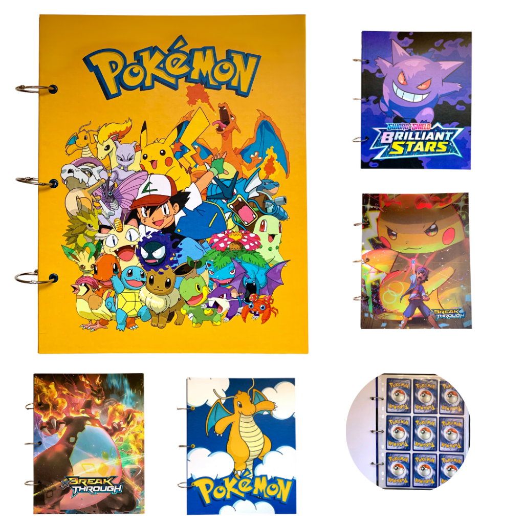 Álbum Fichário Pokémon - Capa Dura - Com Folhas Inclusas - Varias Capas ...