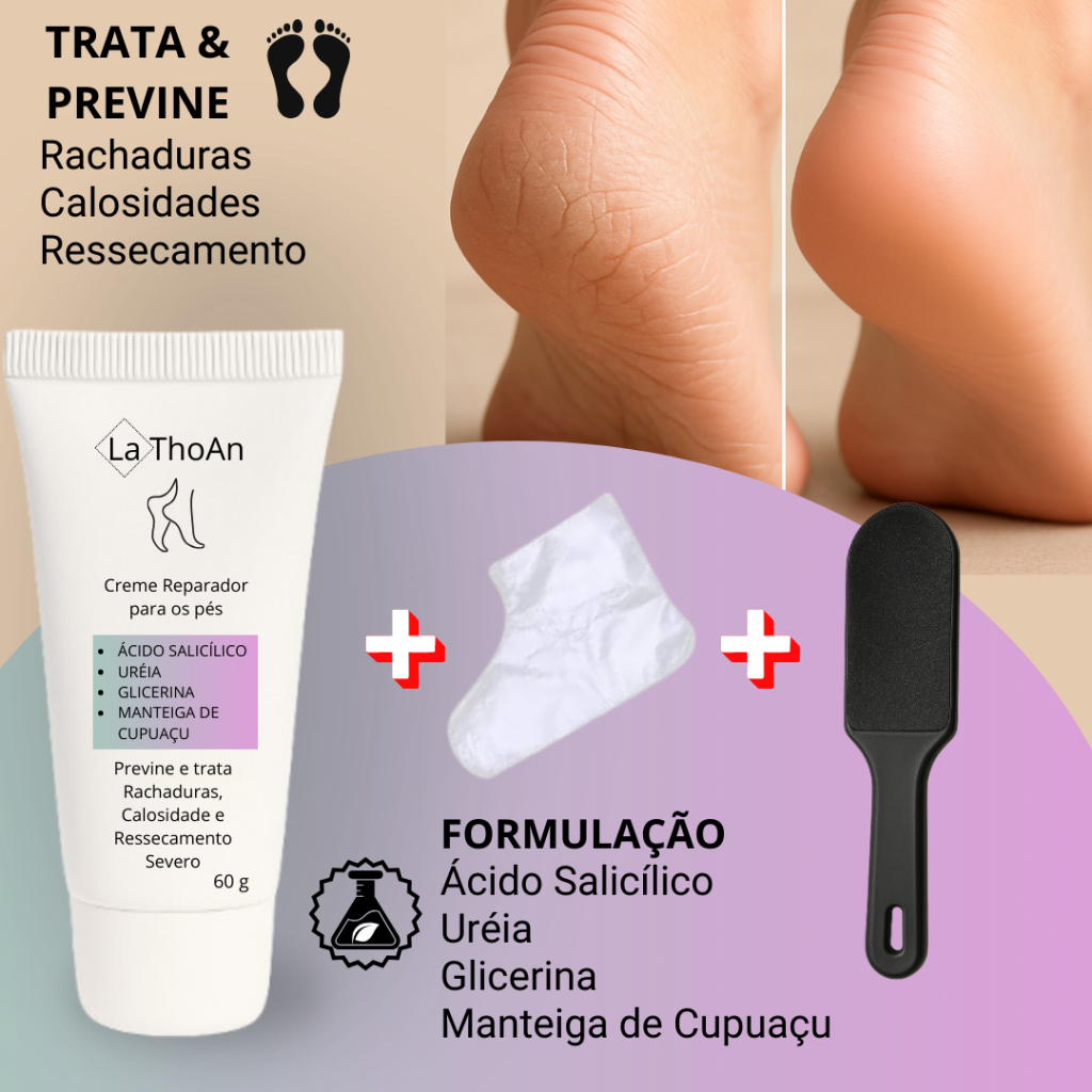Creme para os pés- Rachaduras, calosidades, ressecamento + bota ...
