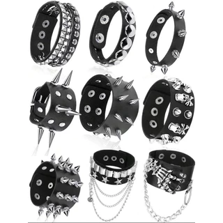 Pulseira de corrente e tachas de gótica, pulseira de rock and roll punk para Unissex