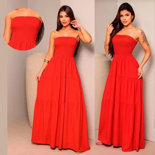 Vestido Longo Tomara que Caia Estampado Liso Elegante Festa Praia Estilo Casual Moda 2026 ENVIO RAPIDO em Oferta na Shopee