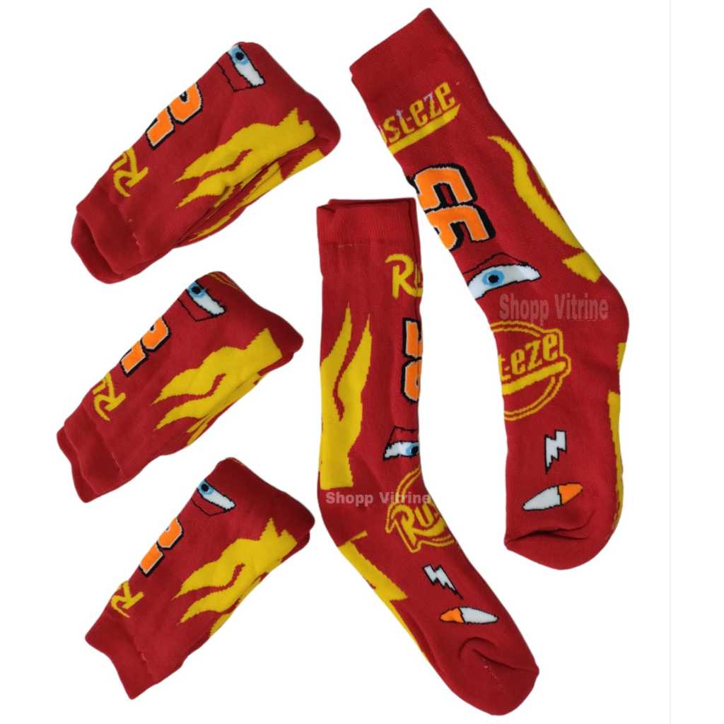 Meia Cano Longo com Estampa do Relâmpago McQueen Vermelho | Shopee Brasil