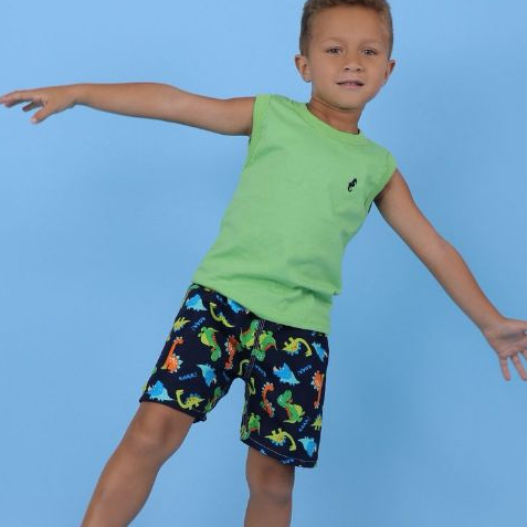 Conjunto Infantil Menino Regata Algodão + Bermuda Estampada Roupa Infantil Menino Verão Conforto