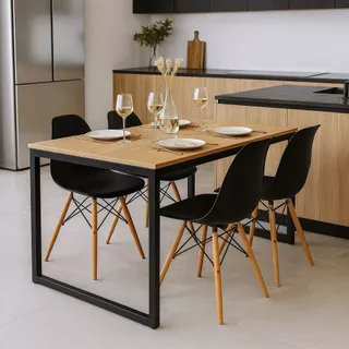 MAIS VENDIDO Conjunto Mesa Industrial + 4 Cadeiras Eames Pretas