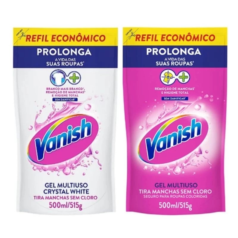 Kit 2 Tira Manchas Vanish Líquido Multiuso Refil Econômico 500ml ...