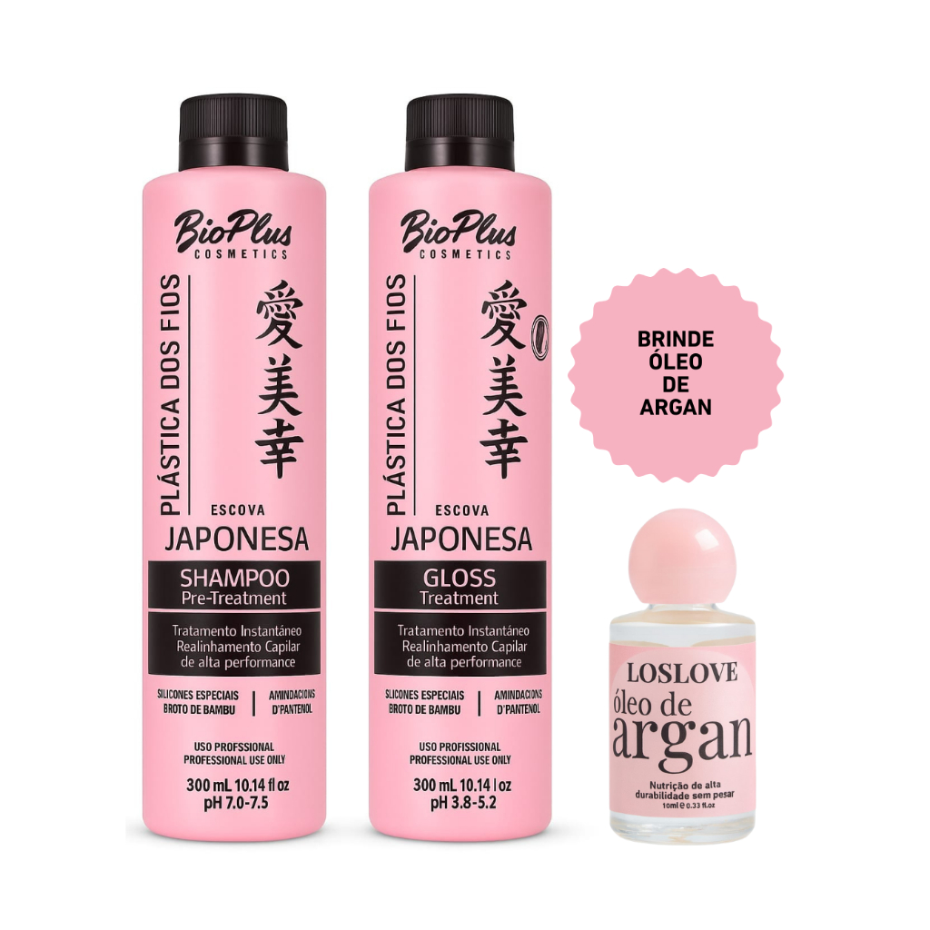 BioPlus Progressiva Plastica Dos Fios Japonesa 2x300ml + Óleo de
