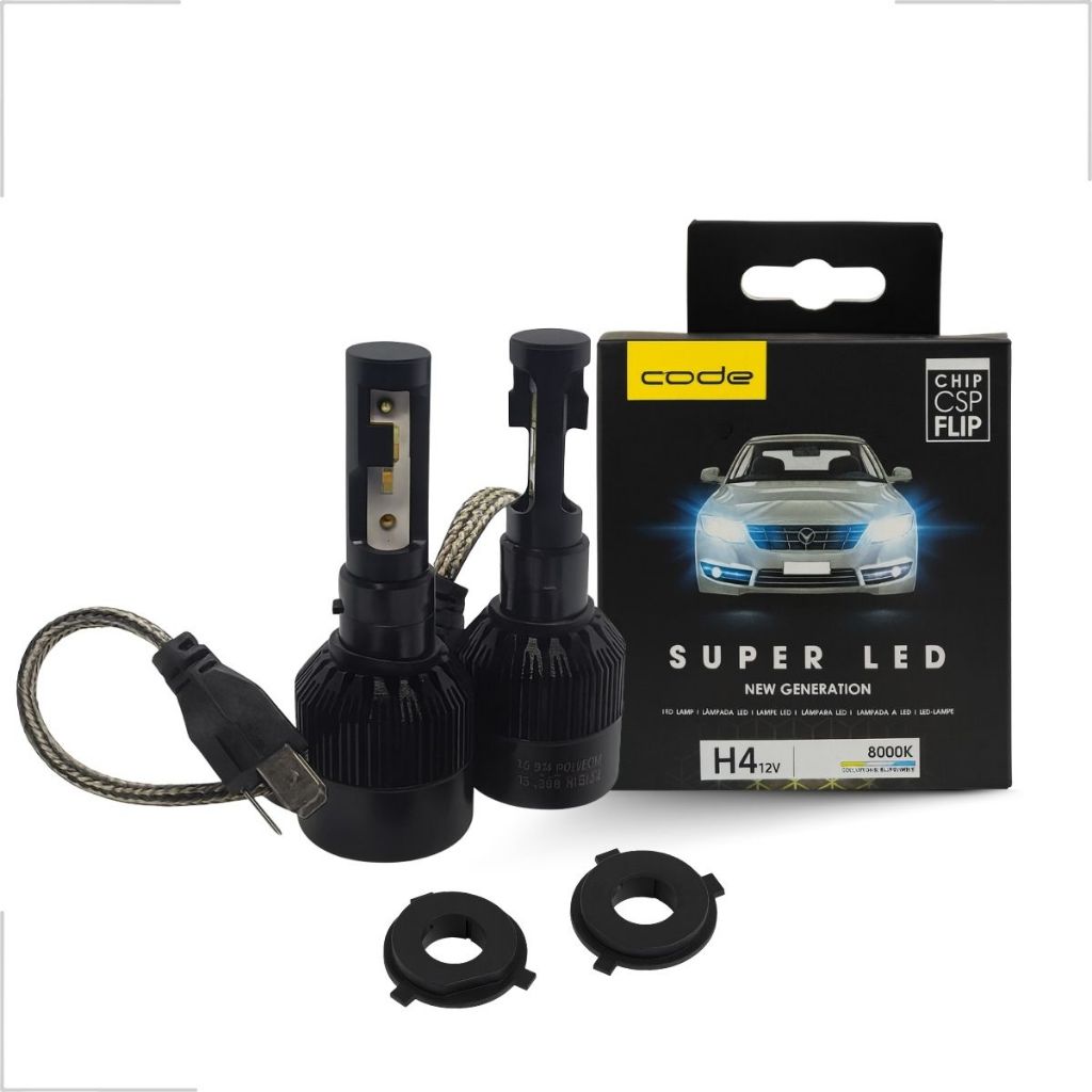 Par Lâmpada Super Led H4 8000k 12v 6400 Lumens Code New Generation