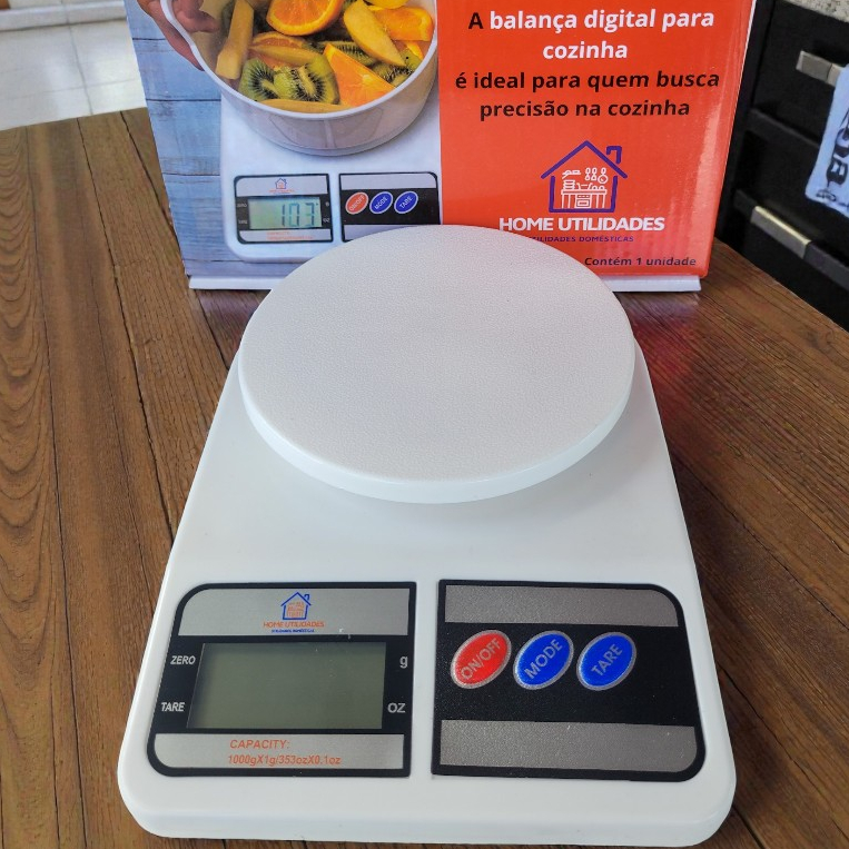 Balança Digital de Cozinha 10kg – Home Utilidades | Visor LCD | Função ...