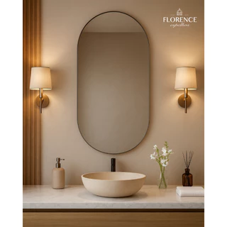 Espelho Oval 80x50cm Lapidado Luxo Com Suporte