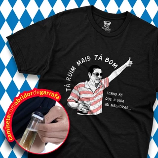 Camiseta Masculina Ramos Style Com Abridor de Garrafa Estampa Divertidas Zeca Pagodinho