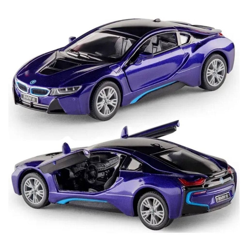 【新品】AC SCHNITZER  i8 ミニカー 1/18 パープル Miniatura Carrinho De Ferro Bmw i8 - Escala 1:36 Abre as Portas