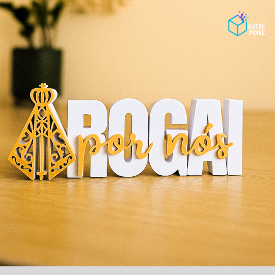 Placa Decorativa “Rogai por Nós” – Nossa Senhora Aparecida