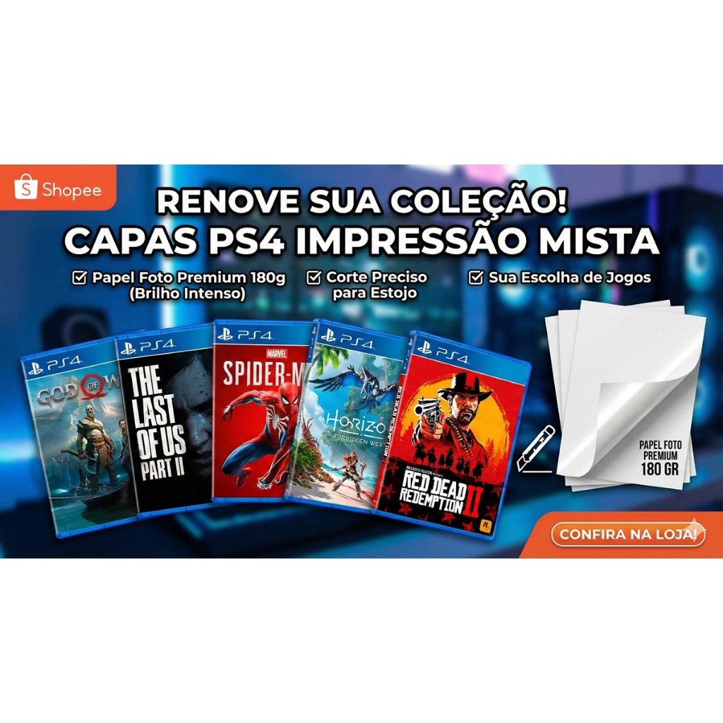 pack 6 Capas de Jogos PS4 - Papel Foto Premium 180g Corte Preciso (Escolha os Jogos) - foto 3