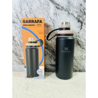 Garrafa térmica com canudo inoxidável.